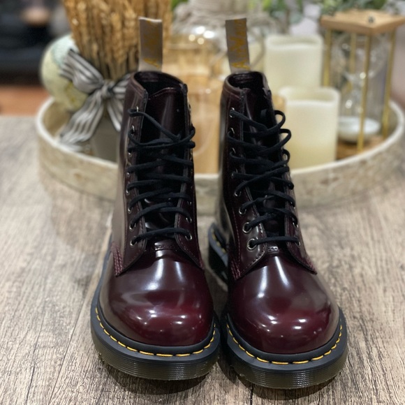 Dr. Martens Vegan 1460 Lace Up Boots Cherry Red Size 8 Women’s - Picture 4 of 14